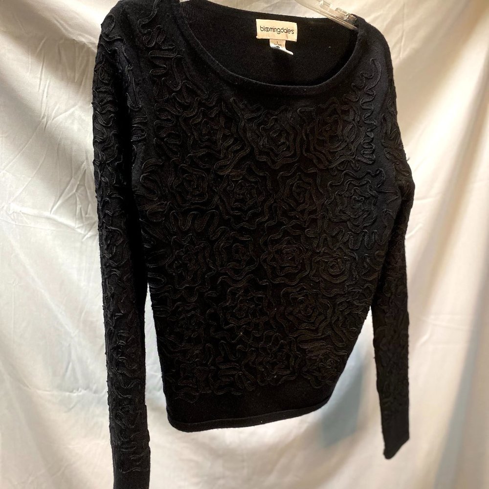 Black Long Sleeve Sweater with Rayon Swirls